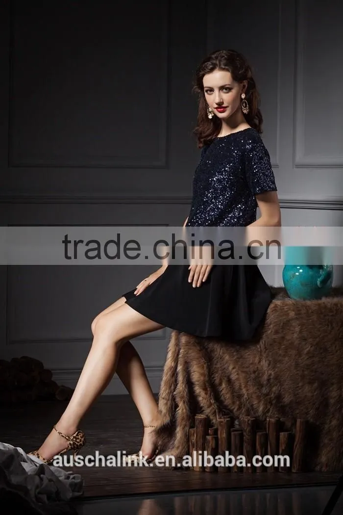 latest design summer hot sequin lady office t shirt low price