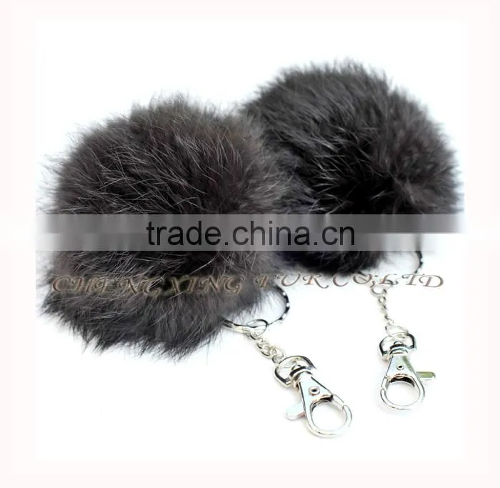 CX-R-36 Wholesale Fur Key Ring Real Rabbit Fur Balls