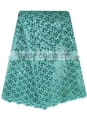 2015 product pearl beads embroidery design african double organza lace fabric organza women lace fabric army green for party