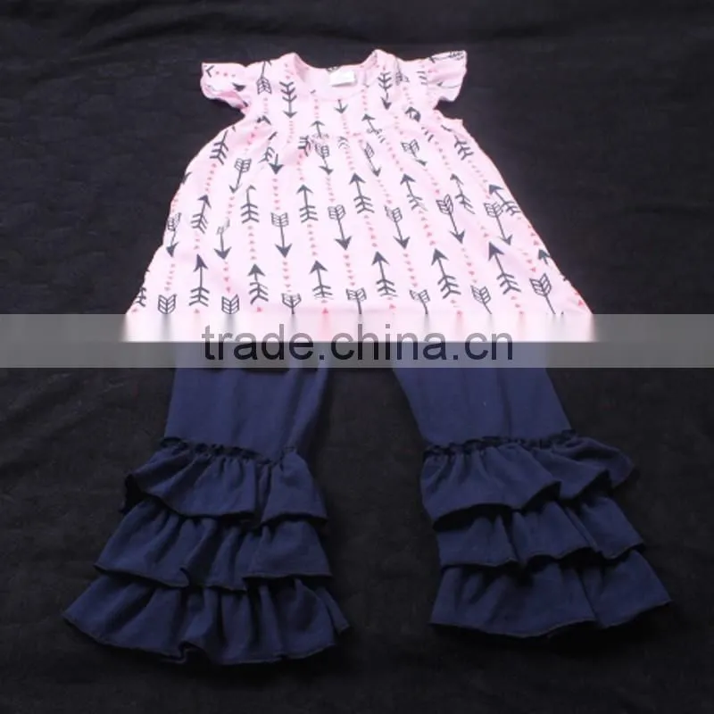 Watermelon Red Floral Shirt with Splicing Big Sleeve Ruffle Trousers Kids Fashion Clothing Set LBYTZ001-45