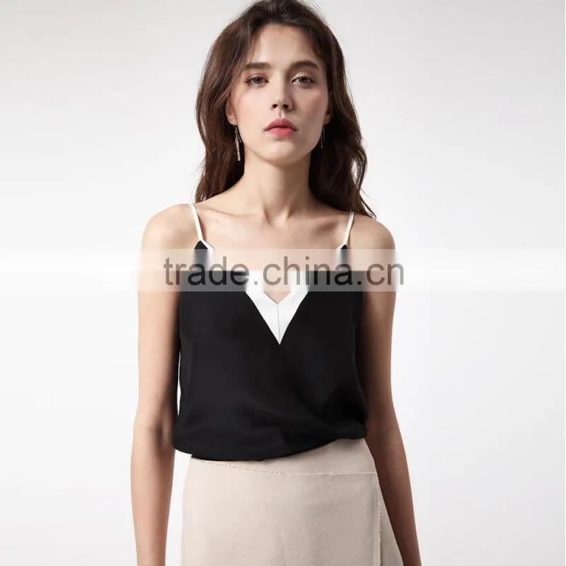 V neck fashion casual summer woman blouse wholesale tank top