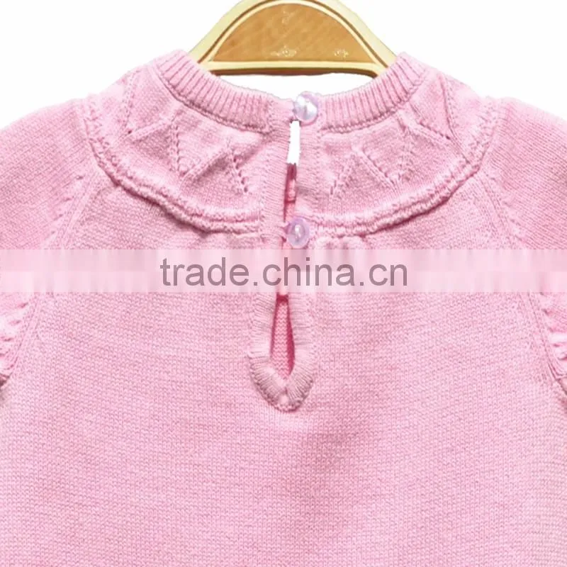 Round Neck Short Sleeve Cotton Knitting Girl Dress