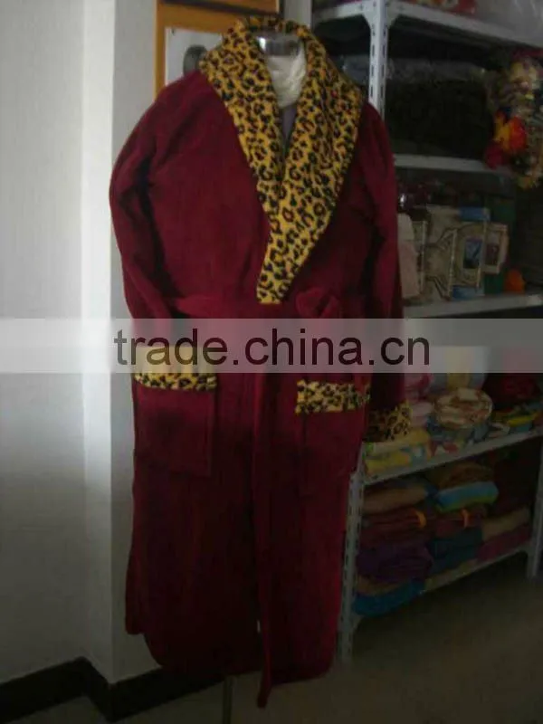 100% soft coral polyester bathrobe