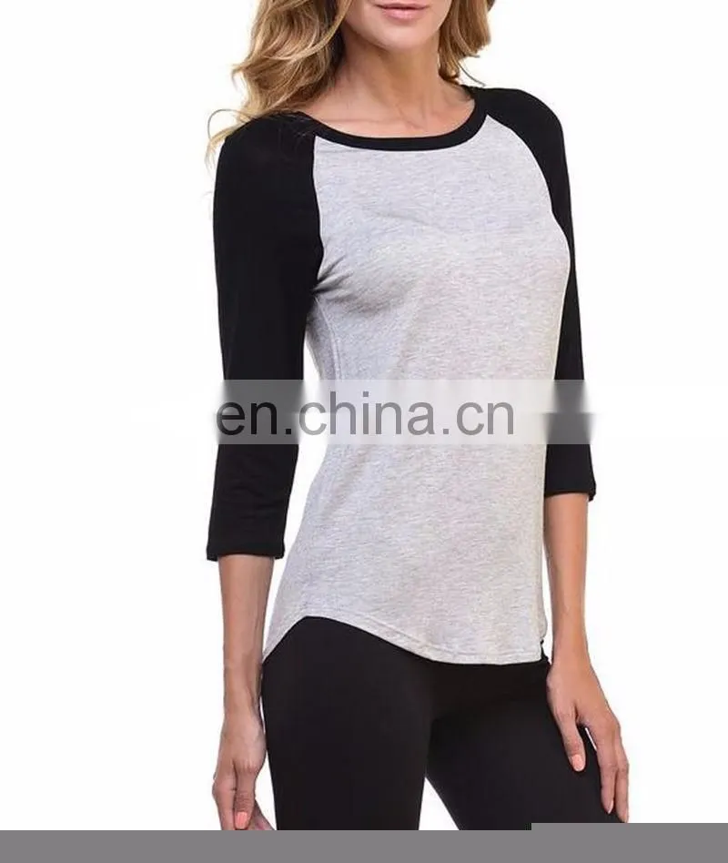 Girl New Raglan Sleeve Baseball Plain Team Sports T-Shirt