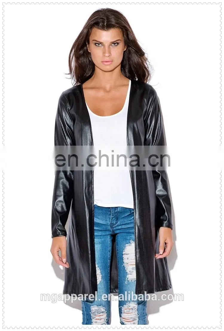 autumn black perforated faux leather jacket model online wholesale