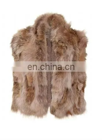 dyed rabbit fur cape kintted vest/quality+OEM+ODM