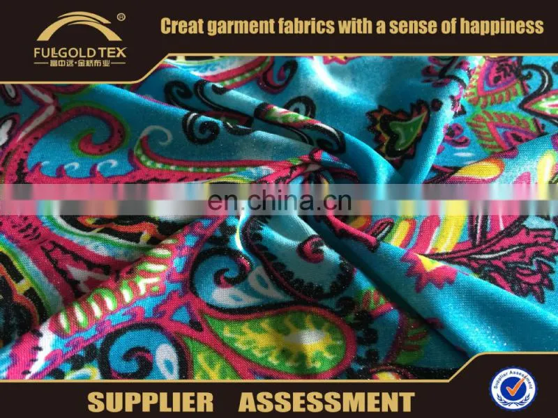 2016 fashion knitting spandex fabric paper printed gold stamp flower fabric in keqiao shaoxing china fullgold