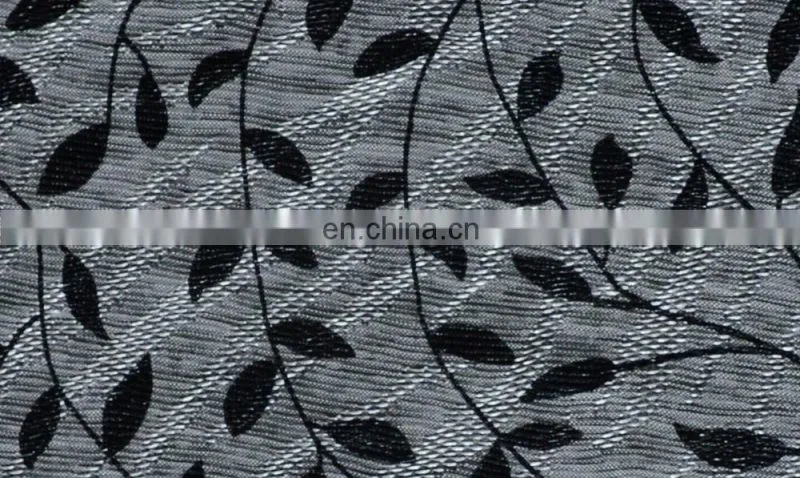 2014 cation jacquard leaf print like foil fabric