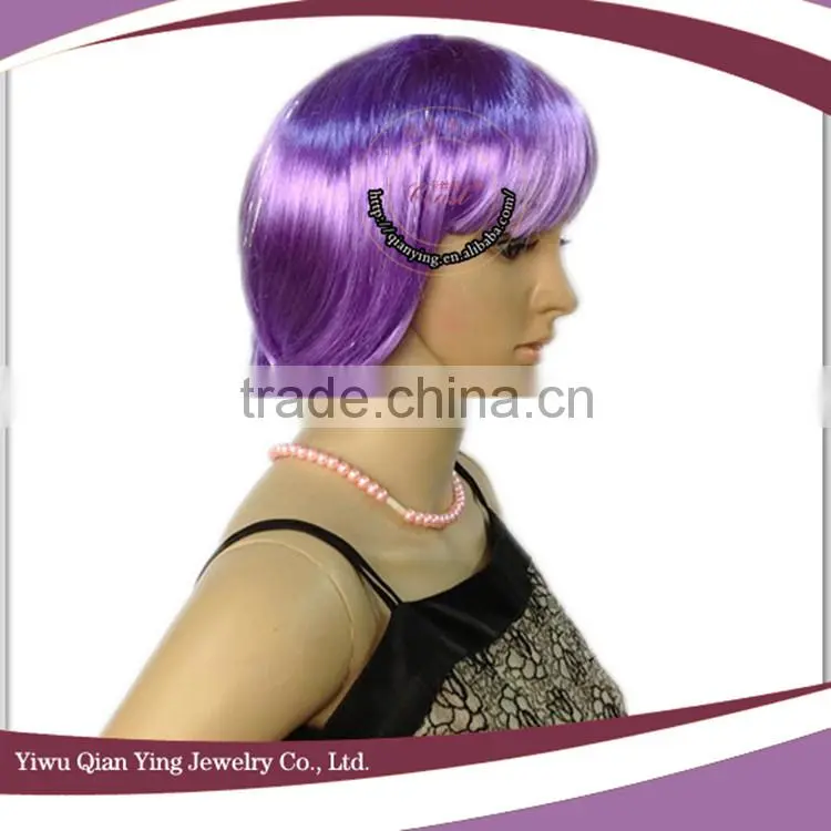 cheap short purple synthetic bob wig