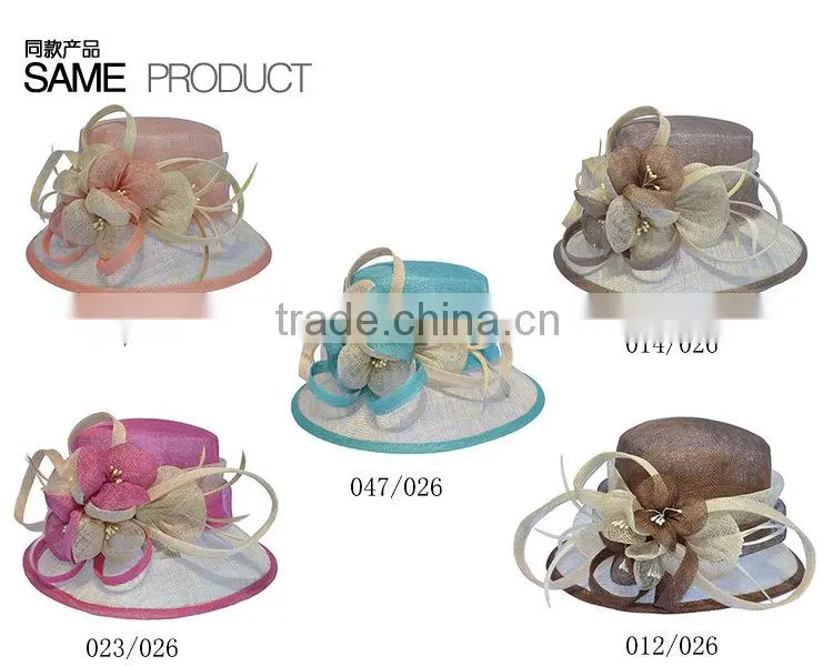 Elegant Plain Sinamay Hat Feather Wedding Party Hat