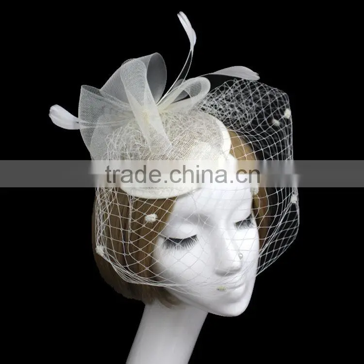 New Arrival Design Black Sinamay Base Fascinator Hat With Veil