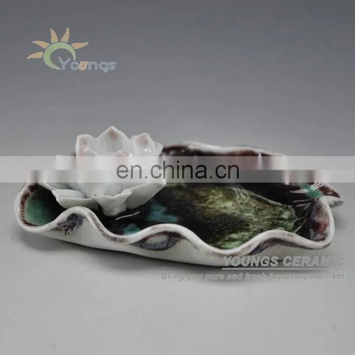 Chinese Lotus Shape Ceramic Incense Burner Censer
