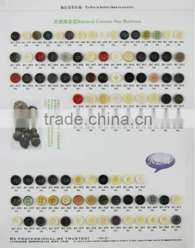 high end white natural corozo nut button