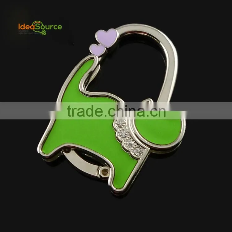 Cute Epoxy Cat Animal Shape Folding Bag Purse Hook, Foldable Bag Holder For Tables With Crystal Wholesale