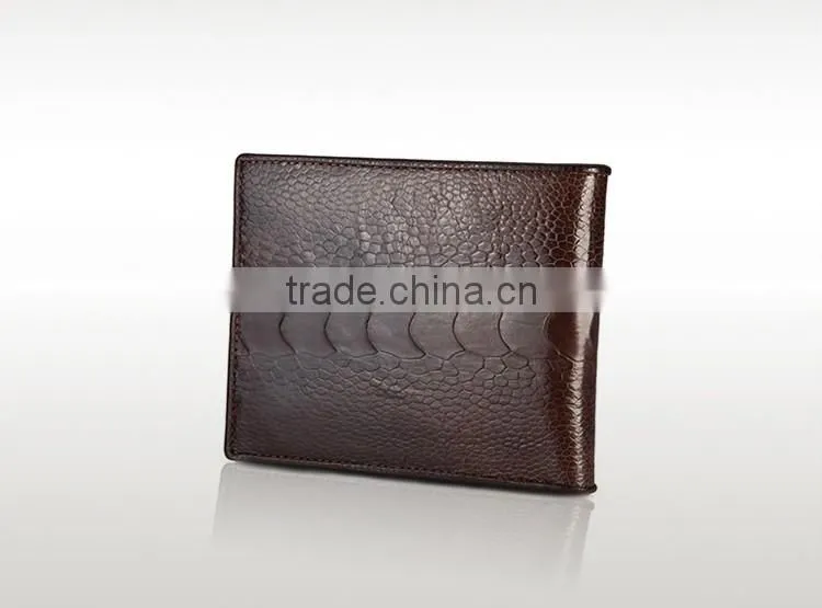 High Quality Custom Genuine Real Ostrich Leg Leather Small Wallet for men