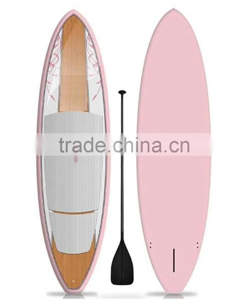 Epoxy fibergalss bamboo sup paddle board with eps foam core