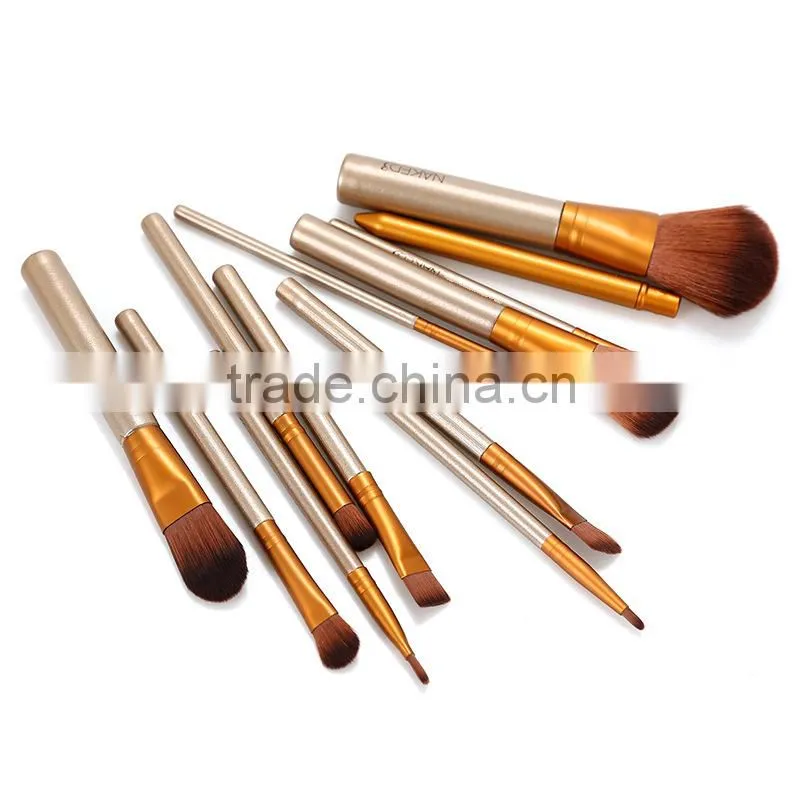 12pcsProfessional Makeup Brush set with Natural Hair,make up brush set with PU zipper bag