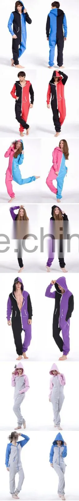 2015 OEM summer jumpsuits Color matching fleeces ladies conjoined pajamas