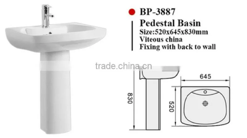 BP-3887 Modern Bathroom Design, Modern Quality Basin Pedestal, Bathroom Ceramic Hand Wash Sink Bash Bowl