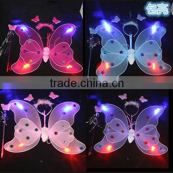 Wholesale cheap double layer fairy kids butterfly wings Halloween pink butterfly wing for sale