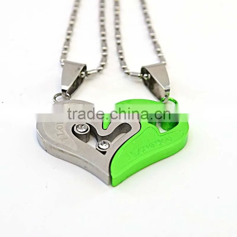 chinese couple fashion pendant color 316l stainless steel jewelry girlfriend heart pendant necklace