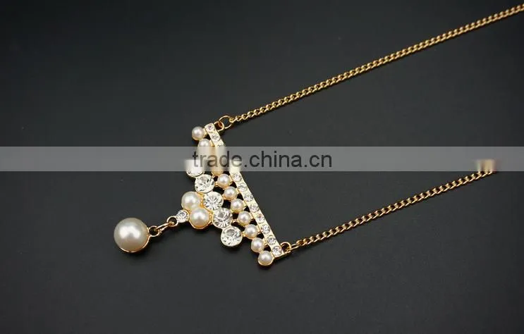 2016 Fashion Long Chain Necklace Designs Pearl Pendant Necklace