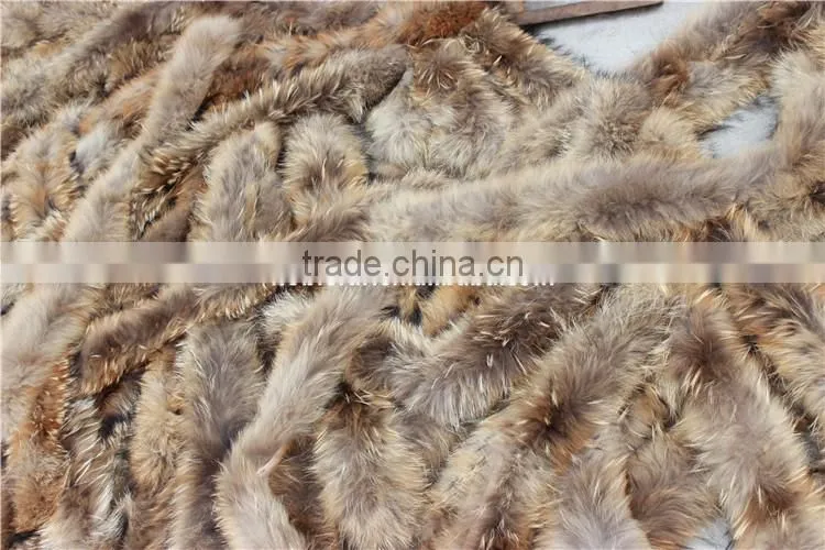 Factory Direct Natural Color Raccoon Fur Stripes For Jacket Collar