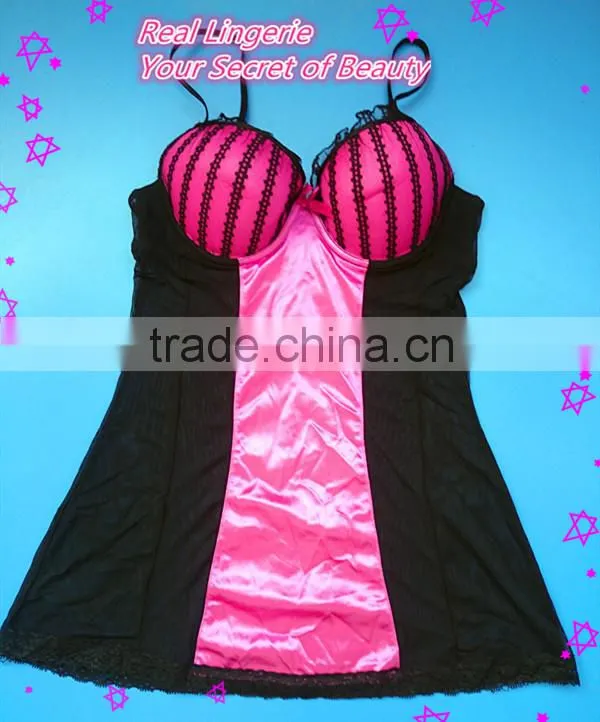 Mesh & Satin Lingerie Set, Sexy Babydolls
