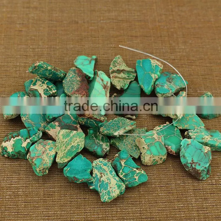 SM3112 Wholesale top drilled aqua blue imperial jasper teardrop slab slice beads
