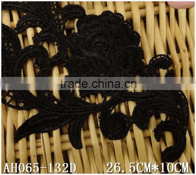 China factory DIY water soluble black cheap patches factory direct sell flower applique trim