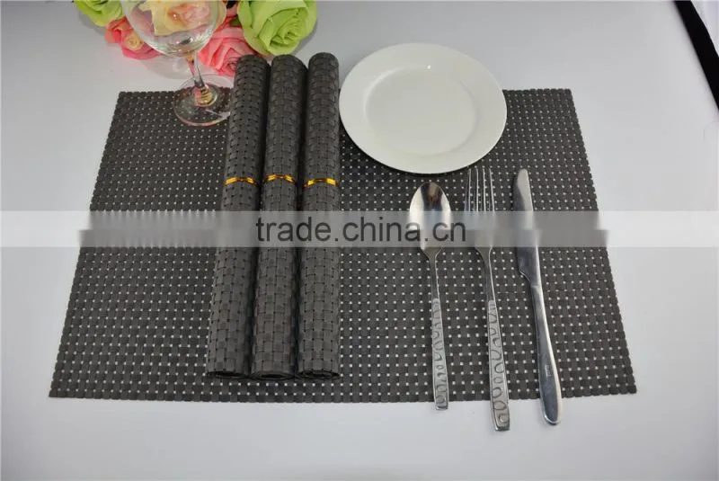 High quality PVC placemat pure color8*8 dark grey 45*30cm 110g table decoration