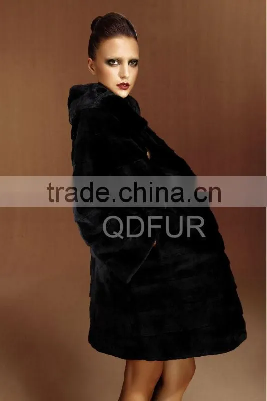 QD22231 whole-hide rex rabbit fur coat
