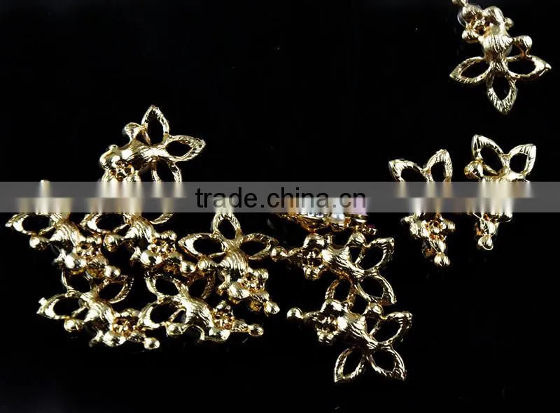 26MM Gold Plating Alloy Flower Pearl Crystal Rhinestone Button For Jewelry Garment Accessory