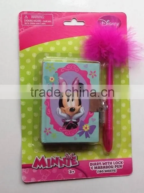 2pcs dsn diary with lock&pen stationery set