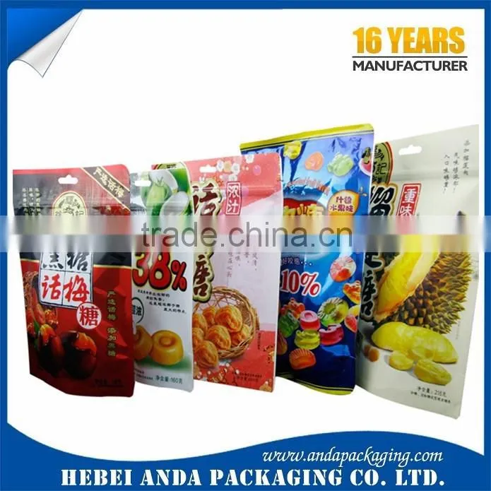 Snack sachet Plastic Food pouch film / Stand up zipper bag For snack food packaging