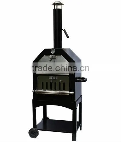 Wood fired stainless steel outdoor BBQ pizza oven and smoker