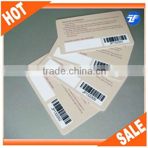 Lamination CR80 pvc barcode card