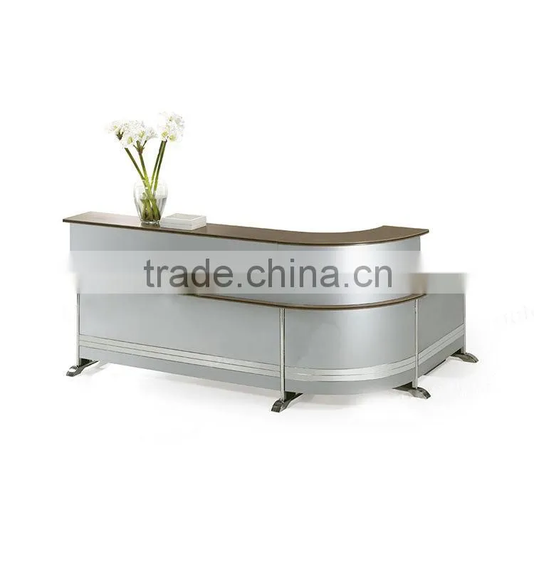 L shape reception furniture high glossy desk