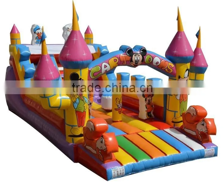 cartoons mickey castle slide, inflatable castle slide for children