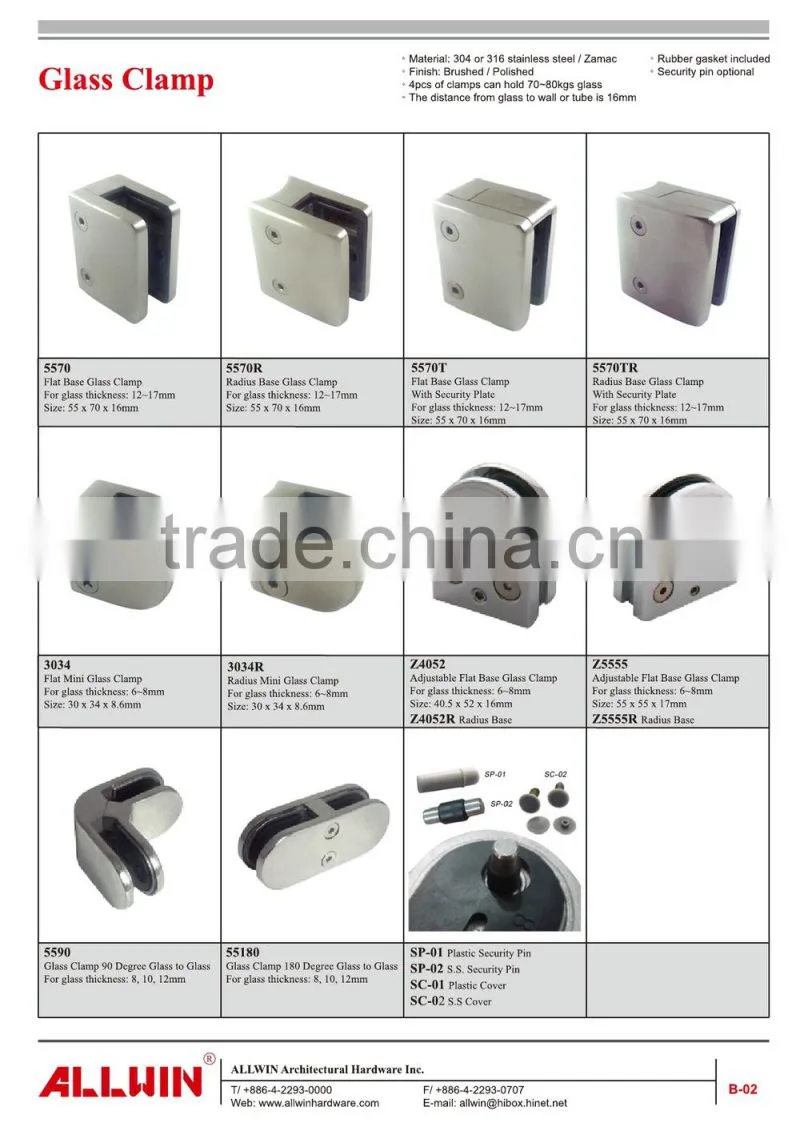 Stainless Steel Mini Glass Panel Clamp