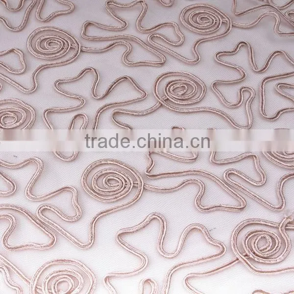 100% polyester cross type embroidery on mesh fabric for wedding dress