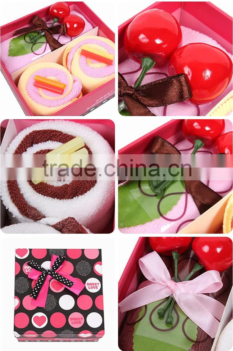 Exports Europe cake towel gift basket towel cake for Wedding business gifts