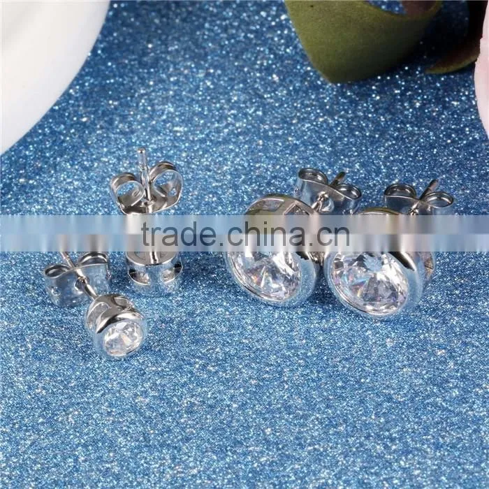 2016 design round cubic zircon copper women earring