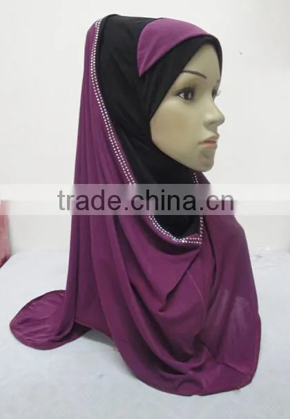 H287 new style two tone hoody shawl,fashion muslim hijab