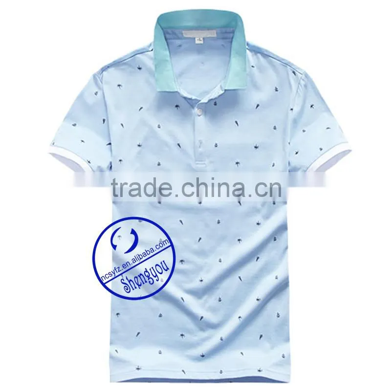 Allover print short sleeves polo t shirt for men