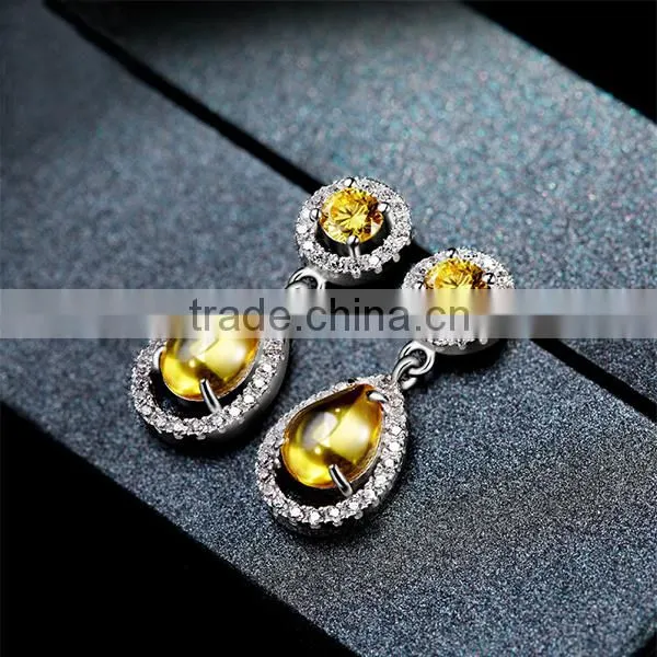 925 Sterling Silver Clip Sex Crystal Peacock Earring