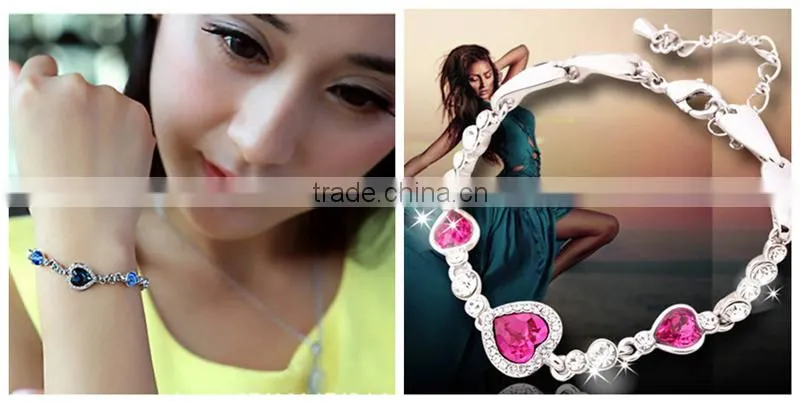 Cheap price heart shaped bracelet pink rhinestone healthy bracelet