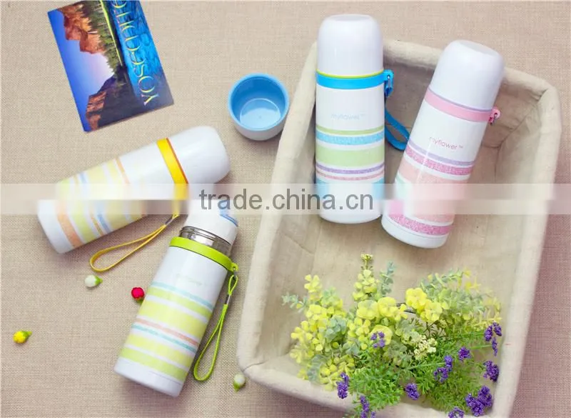 oem diller leakproof portable rainbow pinstripe stainless steel flask