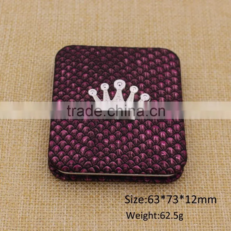 Customized Beautiful rectangle Alligator Pattern leather compact mirror