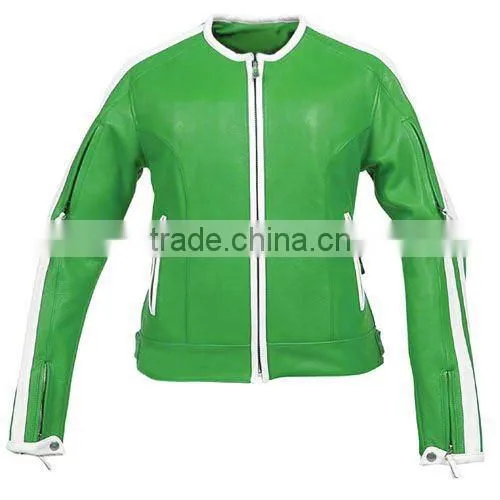Ladies Straight Semi Motorbike Leather Jacket